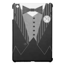 Cas d'iPad de cravate noire de smoking de monogram