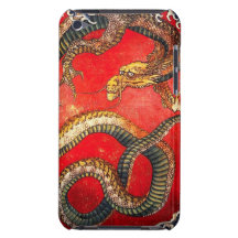 Cas japonais de contact d'iPod de dragon d'or de H Étuis Barely There iPod