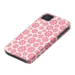 Cas lunatique rose et crème mignon de motif de fle coques iPhone 4