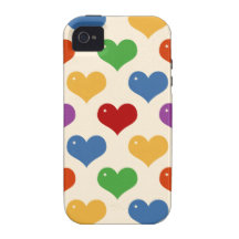 Cas multi de motif de coeurs de bulle du rétro arc coques iPhone 4