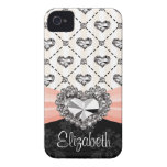 Cas rose Co de l'iPhone 4 de fausse pierre de coeu Coques iPhone 4