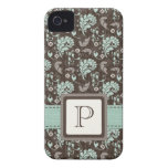 Cas turquoise décoré d'un monogramme de l'iPhone 4 Coque Case-Mate iPhone 4