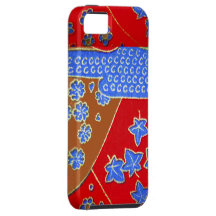 cas vintage de l'iphone 5 de rétro or bleu rouge o coque iPhone 5