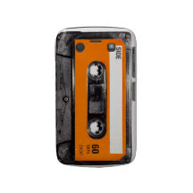 Cassette orange des années 80 d'étiquette coque blackberry bold