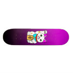 CAT CHANCEUX MANEKI NEKO FUSCHIA/NOIR DE MEOWIES PLATEAUX DE SKATEBOARDS CUSTOMISÉS