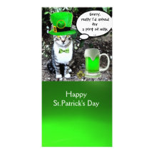 CAT DU JOUR DE ST PATRICK ET BIÈRE IRLANDAISE VERT CARTES DE VŒUX AVEC PHOTO