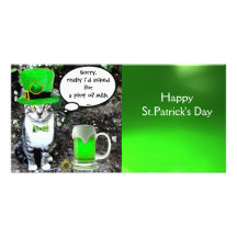 CAT DU JOUR DE ST PATRICK ET BIÈRE IRLANDAISE VERT CARTES AVEC PHOTO