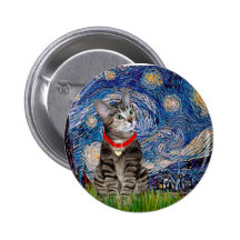 CAT (Tabby2) - nuit étoilée Badge Avec Épingle