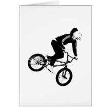 Cavalier de BMX en noir et blanc Carte De Vœux