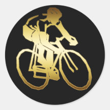 CAVALIER DE VÉLO D'OR ADHÉSIFS RONDS
