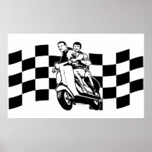 Cavaliers noirs et blancs de scooter de contrôle posters