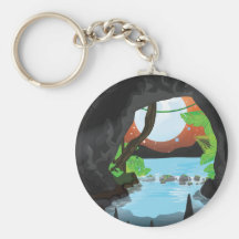 Caverne de forêt tropicale porte-clef