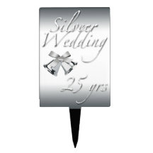 Célébration-Argent Bells de noces d'argent Étiquette À Gâteau