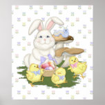 Célébration de ressort de lapin et de poussins posters