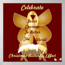 Célébrez l'Effet-Personnaliser de papillon de Noël Posters