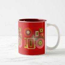 cercles et carrés rouges tasse