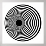 Cercles horizontaux 01 noirs et blancs d'art op posters