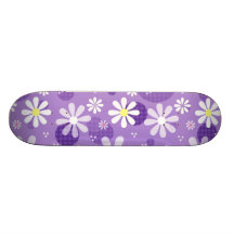 Cercles pourpres de guingan de rétros marguerites plateaux de skateboards