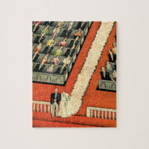 Cérémonie de mariage vintage, nouveaux mariés de m puzzle avec photo