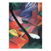 Cerfs communs dans la forêt II par Franz Marc ; Re Bristols Personnalisés