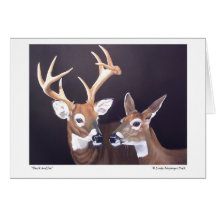 Cerfs communs de mâle et de daine carte de vœux