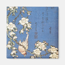 Cerise et bouvreuil pleurants par Hokusai Magnets Pour Réfrigérateur
