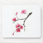 Cerise fleurissante. Ressort. Encre et brosse Tapis De Souris