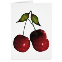 cerises de l'image tramée 3D Cartes De Vœux