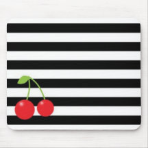 CERISES ET RAYURES TAPIS DE SOURIS