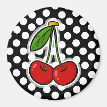 Cerises ; Grand point de polka Aimants