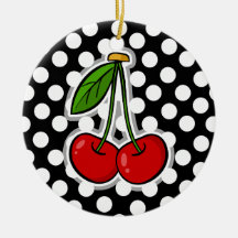 Cerises ; Grand point de polka Ornements De Noël