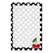 Cerises ; Grand point de polka Papiers À Lettres
