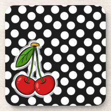 Cerises ; Grand point de polka Sous-bocks