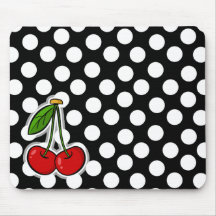 Cerises ; Grand point de polka Tapis De Souris