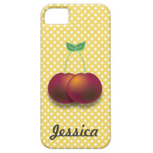 Cerises mignonnes jaunes et pois blanc iPhone 5 case