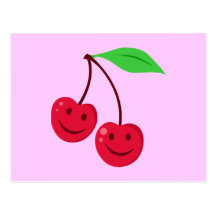 Cerises rouges de sourire carte postale