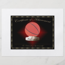 Certificat de basket-ball de l'accomplissement prospectus en couleur