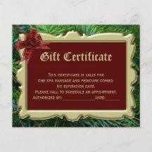 Certificat de cadeau de Noël imprimant 2-Side Prospectus Avec Motif