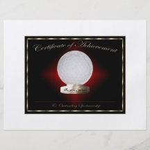 Certificat de golf de l'accomplissement prospectus en couleur