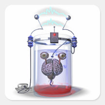 Cerveau dans des autocollants d'un pot