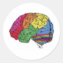 Cerveau d'arc-en-ciel autocollant rond