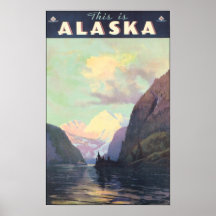 C'est affiche vintage de voyage de l'Alaska