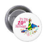 C'est mon 20ème anniversaire (les chapeaux de part badges avec agrafe