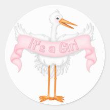 C'est un autocollant de cigogne de fille