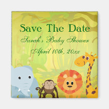 C'est un baby shower de jungle aimants pour réfrigérateur