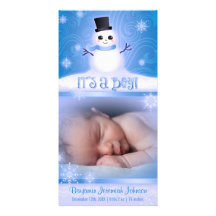 "C'est un garçon !" Bonhomme de neige de bébé bleu Photocarte Personnalisée