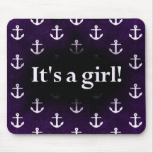 C'est une fille ! Pourpre foncé de motif d'ancre Tapis De Souris