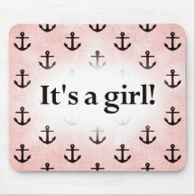 C'est une fille ! Rose de motif d'ancre Tapis De Souris