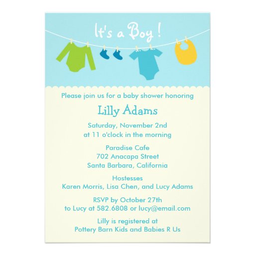C'est une invitation de baby shower de garçon