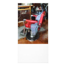 Chaise de coiffeur rouge photocarte personnalisée